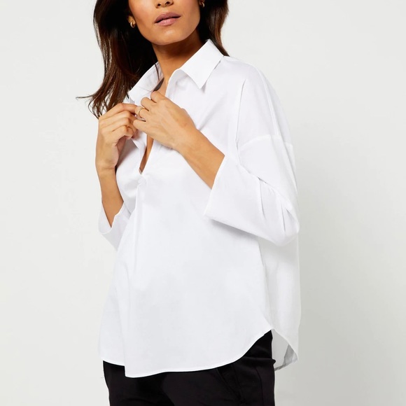 A Pea in the Pod Pietro Brunelli Cotton Poplin Maternity Blouse White Small - Picture 2 of 9